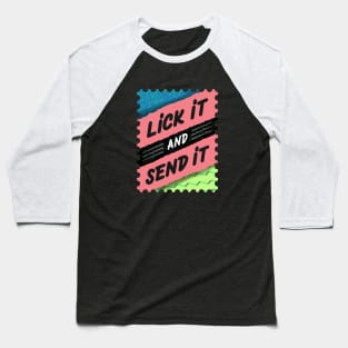 Lick It And Send It F1 Stamp Design Baseball T-Shirt